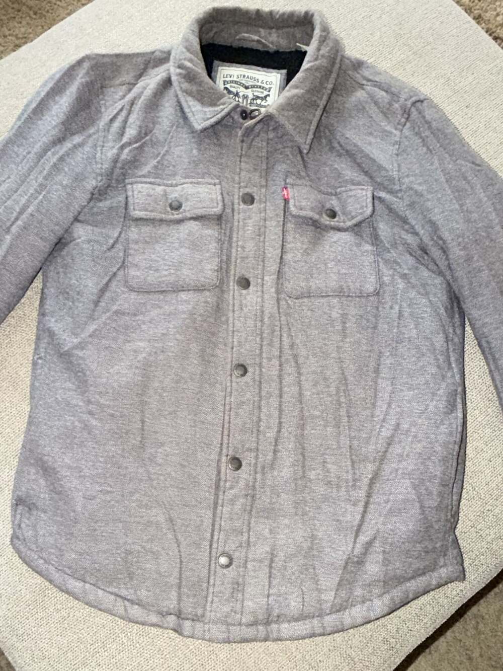 Levi's Men's Sherpa Lined Soft Shirt Jacket, Light Grey, Large : : Clothing, Sho